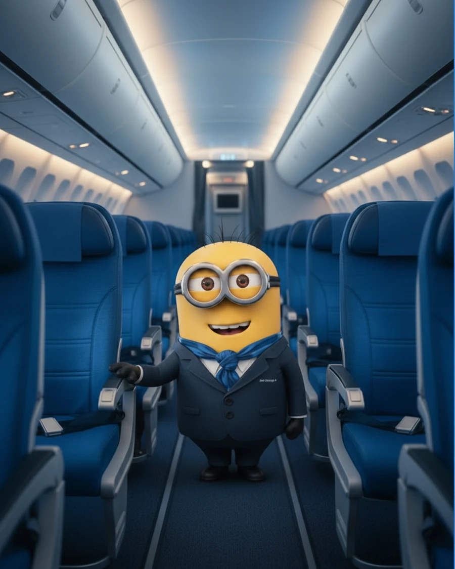 Minion vestido de tripulación de cabina